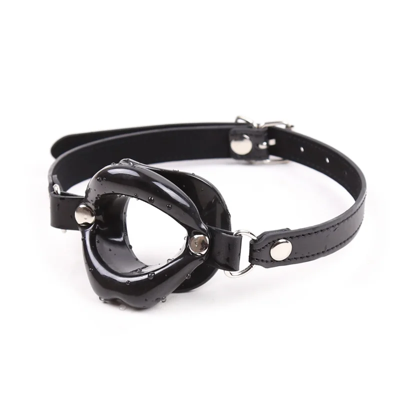 Fancy PU Leather Soft Silicone Open Mouth Gag Oral Fixation Restraint Harness Strap Slave BDSM Bondage Erotic Toy Sex Toy Couple