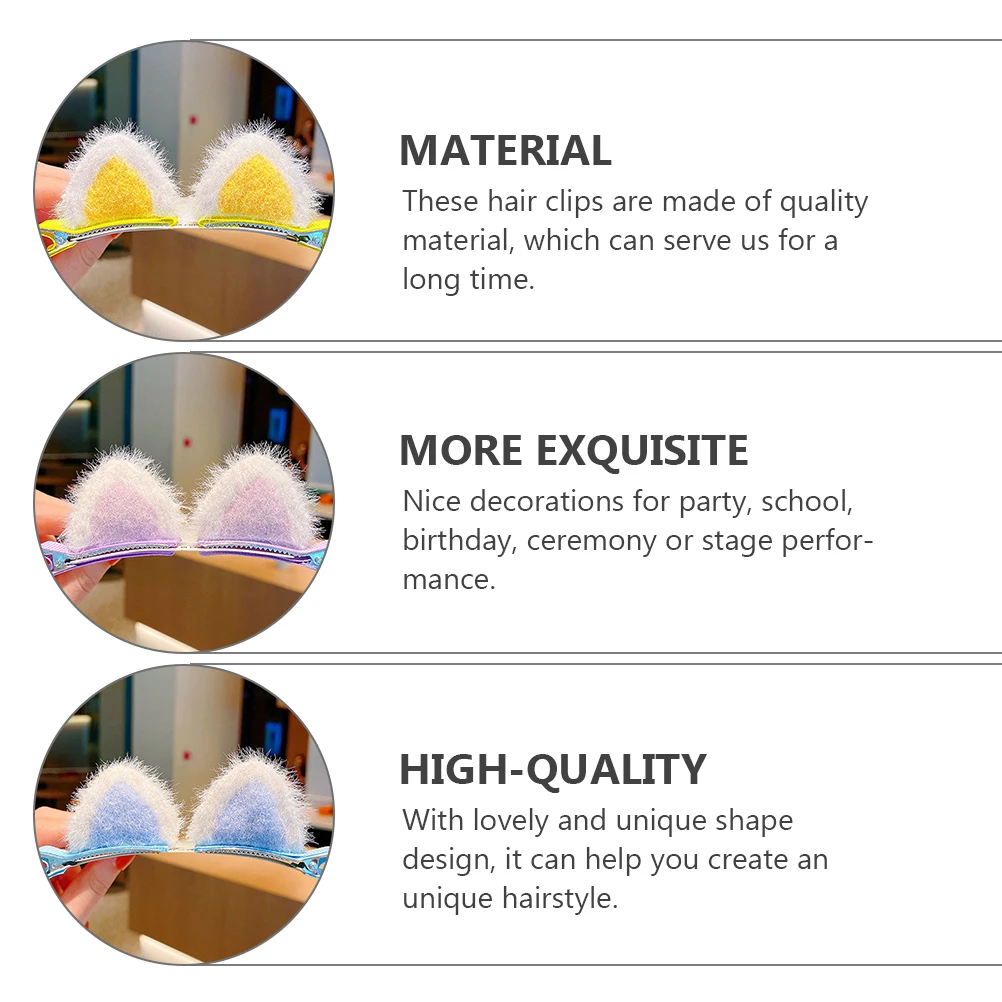 8 pçs adorável grampos de cabelo de pelúcia forma de orelha de gato grampos de cabelo cosplay traje clipes adoráveis presilhas belos acessórios de cabelo novo