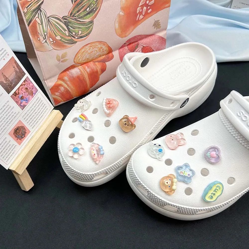 Fashion DIY Hole Shoes Charm for Cute Rainbow Bears Shoes Accessories Cute Little Animals Shoes Flower DIY Accessories