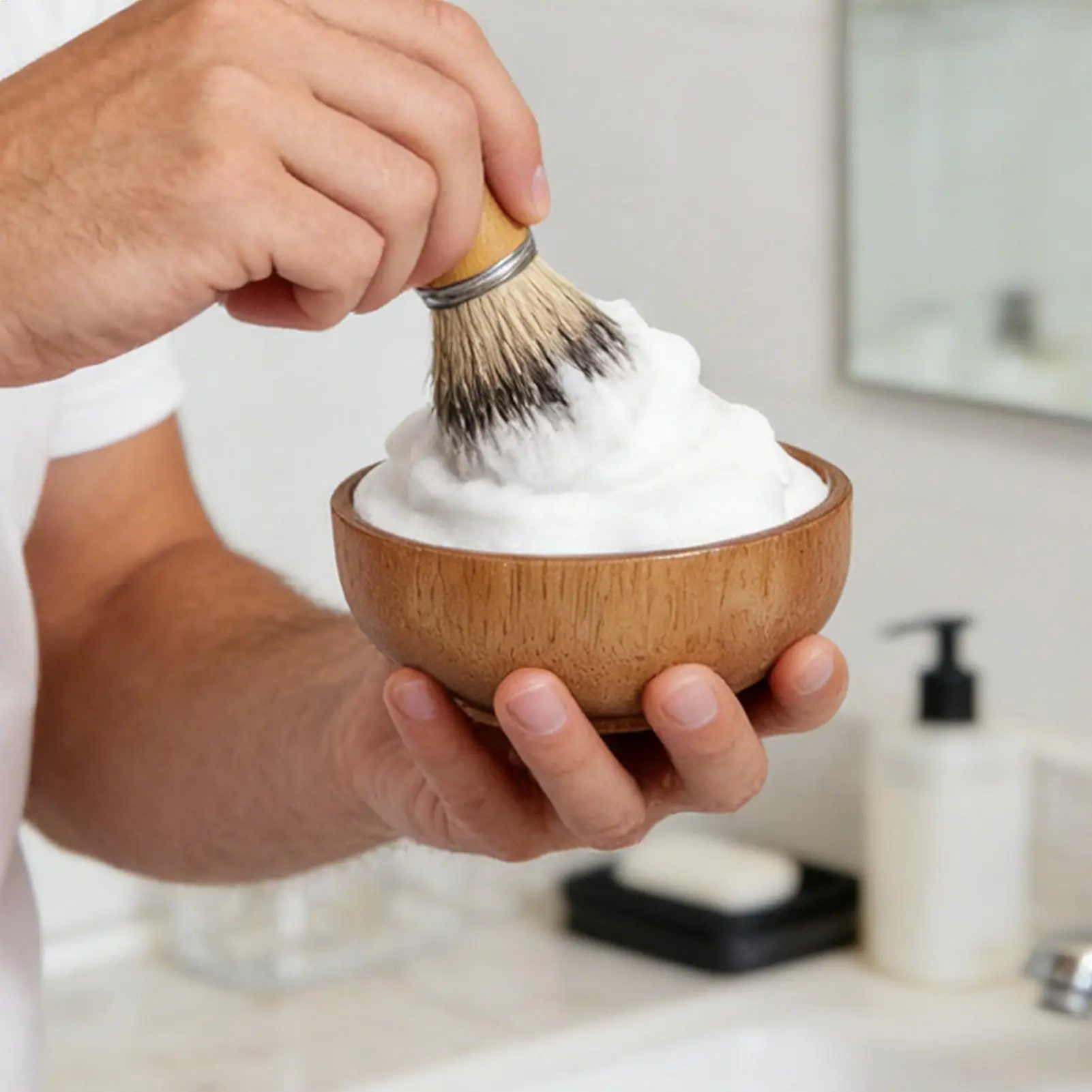 Wooden Shaving Bowl with Lid Shaving soap dish Sealing Shave Cream Holder for Home Bathroom Shower Hotel Salon Personal Grooming