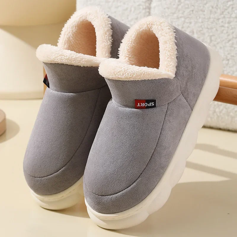 Winter Women Casual House Shoes 2025 Outdoor Couple Warm Cotton Shoes for Women Ankle Boots Indoor Plush Padded Slippers for Men