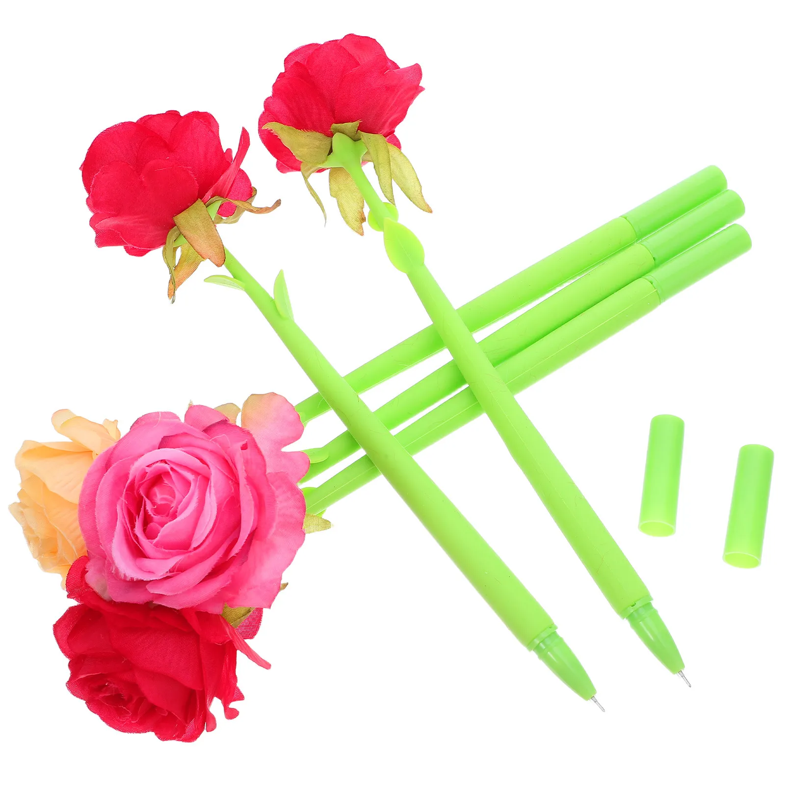 

5Pcs Simulated Flower Ballpoint Pens Silicone Creative Writing Pens Smooth Ink for Students Office School Supplies Gift