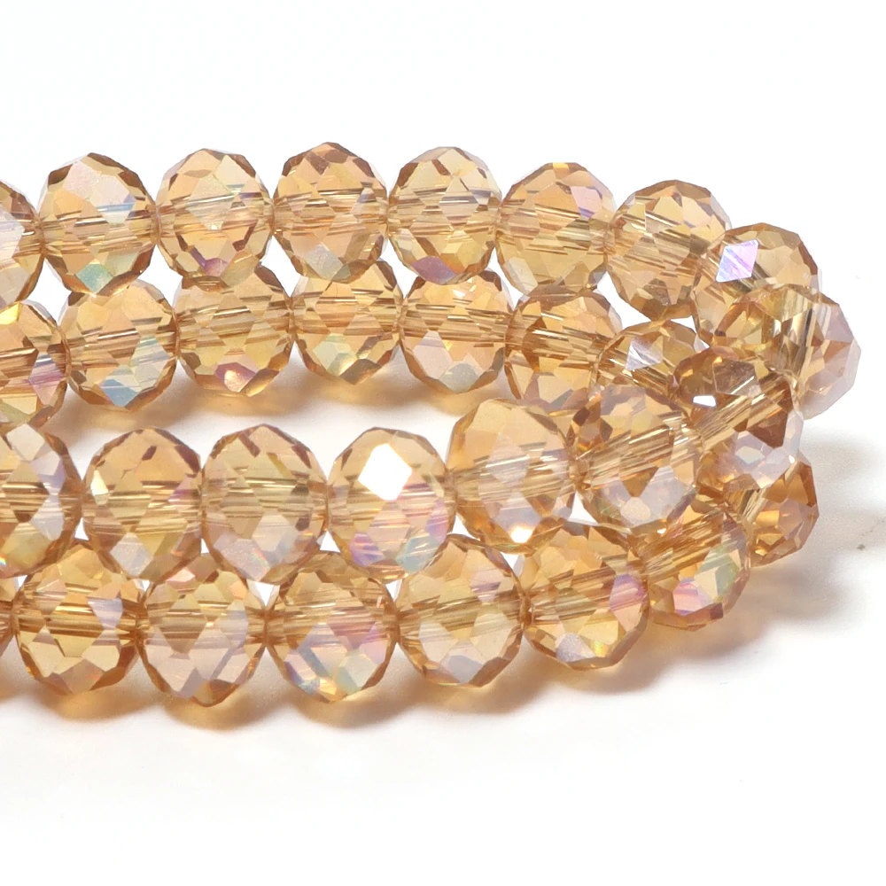 Apx55-100pcs Champagne AB Color Rondelle Faceted Crystal Glass Beads Loose Spacer Abacus Beads For DIY Crafts Ornament Making