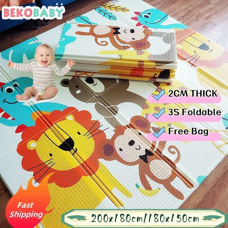 

Bekobaby Foldable Baby Play Mat, Kids Foam Mats for Floor with Travel Bag - Waterproof Foldable Play Mats for Babies, Infants