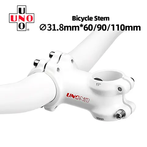 New UNO White Bicycle Stem Riser 7 Degree 31.8mm Mtb Power Bike Table 60/90/110mm Road Bike Down Stem Aluminum Bicycl Bridge