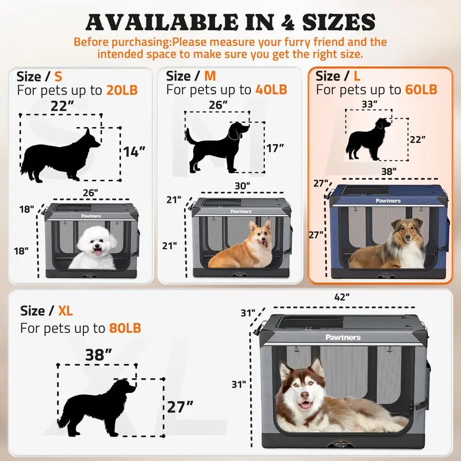 Dog Crate 38 Inch Foldable Soft Sided Dog Crate for Large Dogs, Portable Dog Travel Kennel with Soft Mat for Indoors amp Outdoor 2