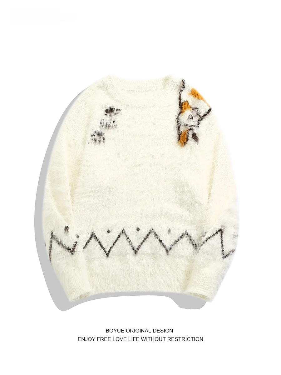 

Boyue Lazy Мягкий теплый повседневный вязаный свитер для мужчин и женщин Удобный пушистый зимний топ Sweet Leisure Sle круглый Ne Long Sl...