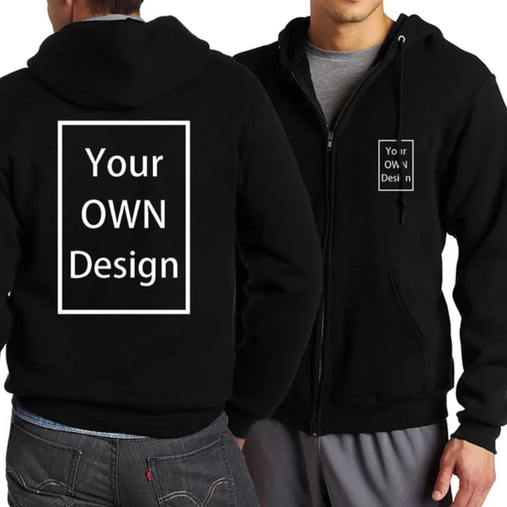 DIY individual custom men's and women's Fall/Winter hoodies Customize your logo pattern, zipper jacket, long-sleeved hoodie