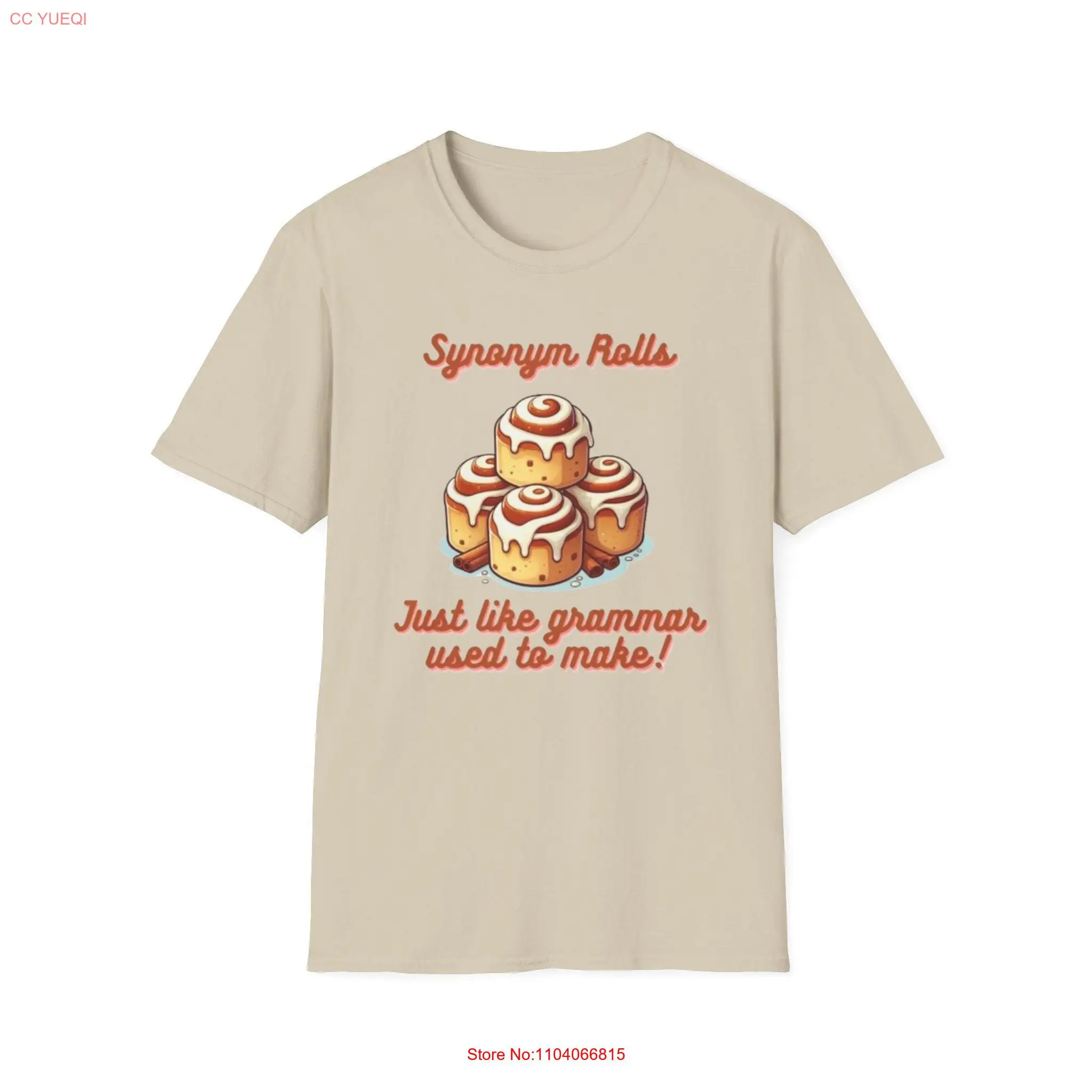 Rollos de sinónimo, simplemente como la gramática, se utiliza para hacer una divertida camiseta de manga larga o corta de canela