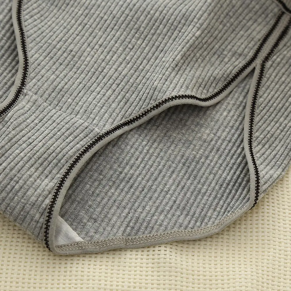 3Pcs Soft High Waist Threaded Panties Thin Underpants Seamless Briefs Lingerie Cotton Crotch Underwear for Women Gifts