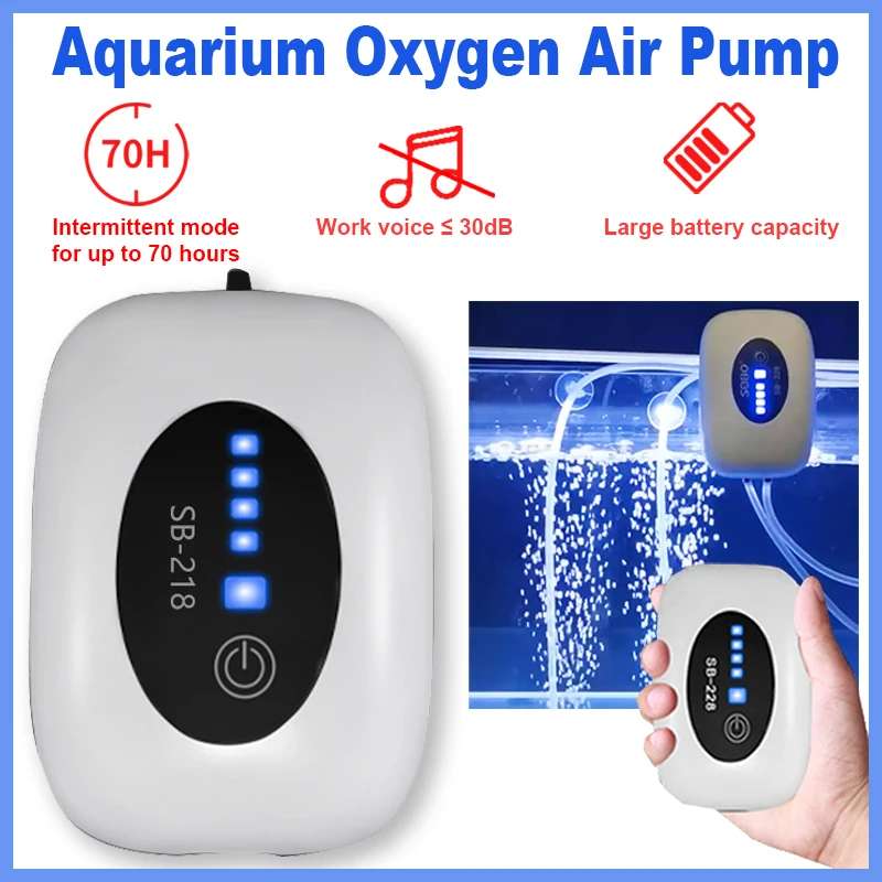 Aquarium Oxygen Air Pump Compressor Fish Tank USB Charging Small Portable Exhaust Ultra Silent Oxygenator Aquarium Accessories