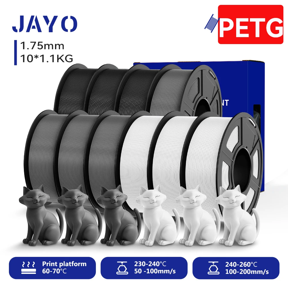 JAYO 3D PETG/ High Speed Matte PETG/PLA Classic Printer Filament 1,75 mm 3D-Drucker Filament 11 kg Ordentlich gewickeltes PETG für 3D