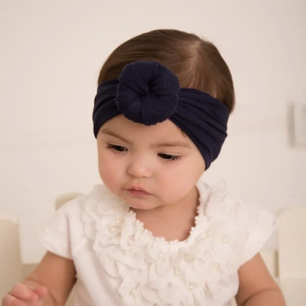 Diademas de nailon de seda suave anudadas con lazos circulares para bebé recién nacido, accesorios para el cabello para niña pequeña, 1 Uds.