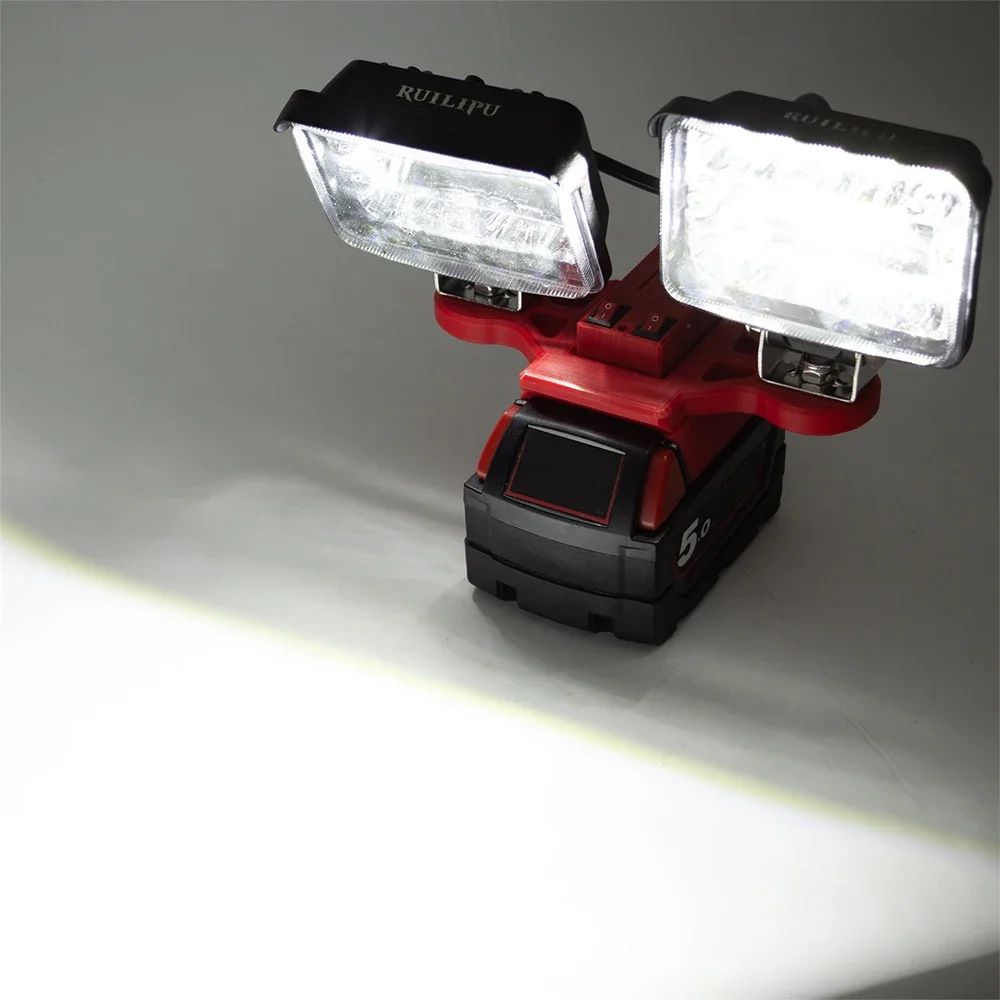 LED Work Light For Milwaukee 18V Lithium Battery with USB Fast Charging Portable Light Travel and Fishing (NO Battery)