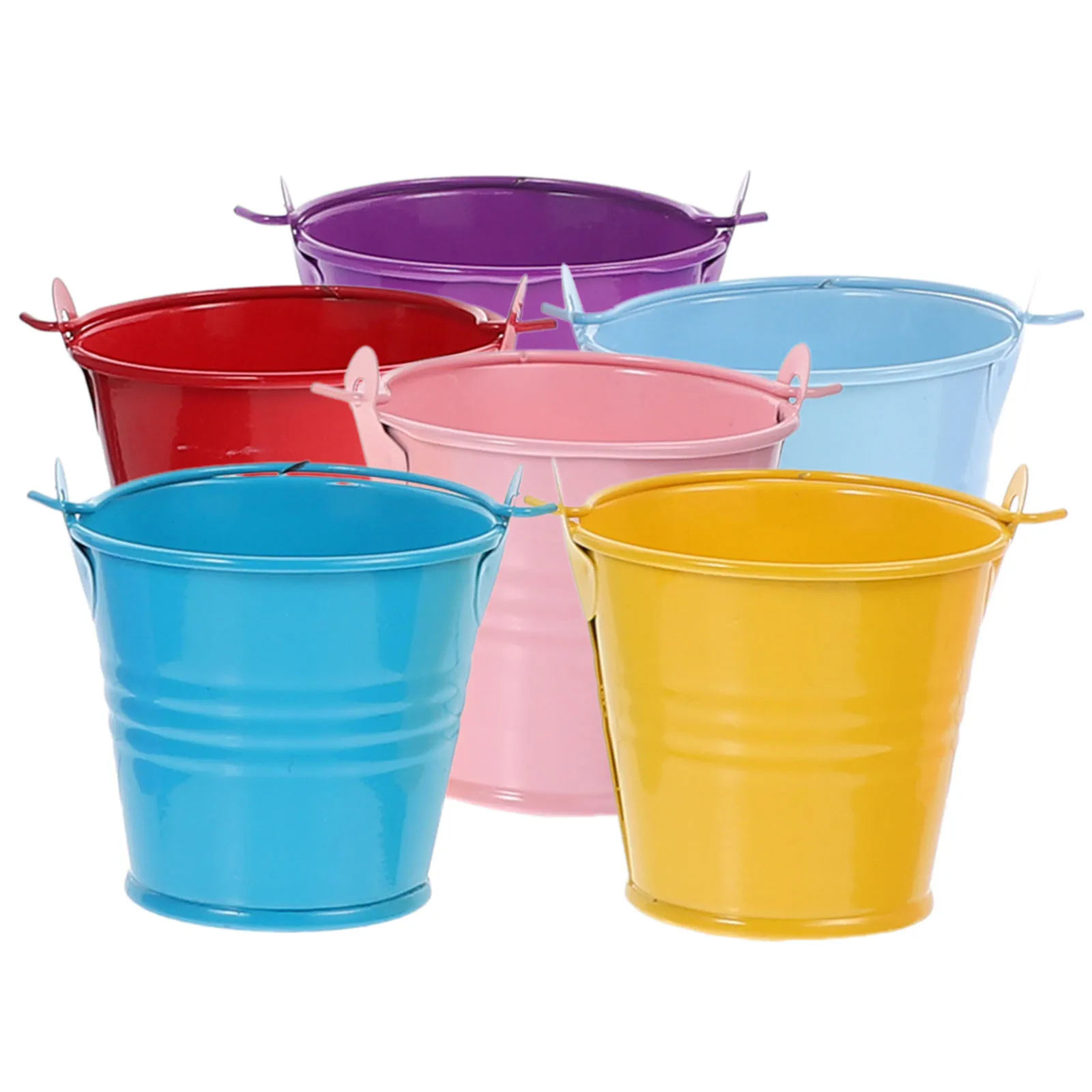 

6pcs Candy Color Small Iron Bucket 5 6x5 6x4 cm Storage Containers Colorful Kids Metal Flower Pots Planters Home Decor