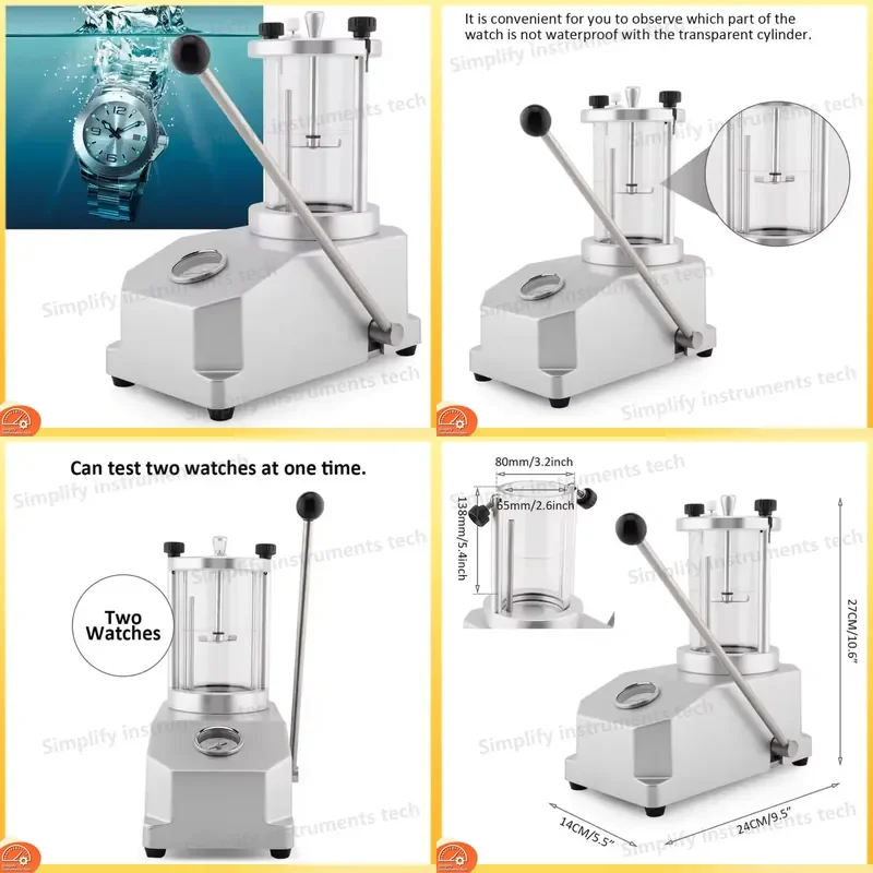 Waterproof Tester 6 ATM for Watches Pressure Test Equipment Watch Repair Tool Solar Panel Testing Device