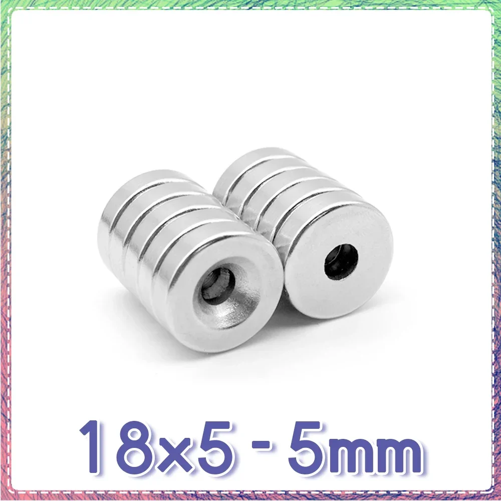 

5/10/15/20/30/50PCS 18x5-5 Disc Rare Earth Neodymium Magnets 18*5 mm Hole 5mm Countersunk Round Search Magnet 18x5-5mm 18*5-5