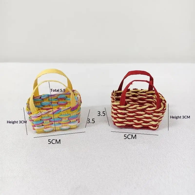 NEW 1Pcs Storage Basket Scene Props Dollhouse Mini Woven Flower Basket Carrying Basket Miniature Model Daily Necessities Decor