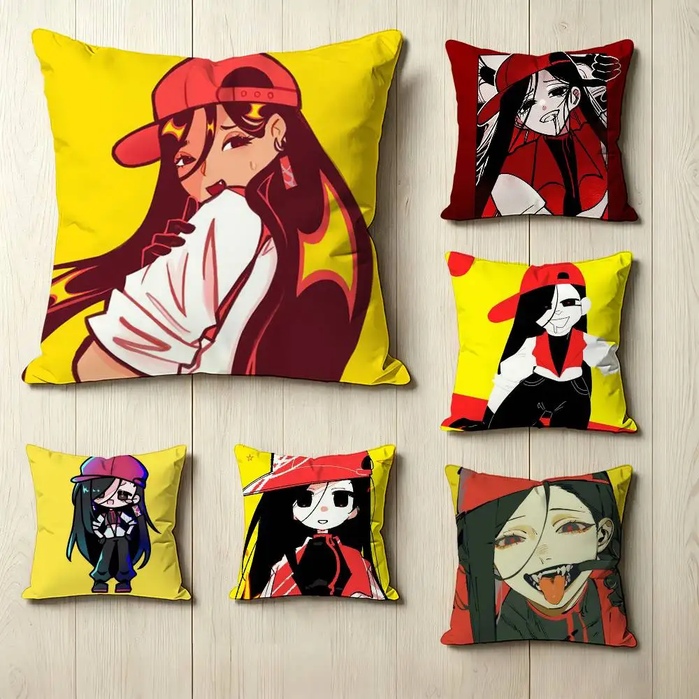 Horror Game M-Meat Girl Y-Yi Xi Singer  Pillow Case Square Double-Sided Sofa Cushion Cover Bedroom Bedside Pillow