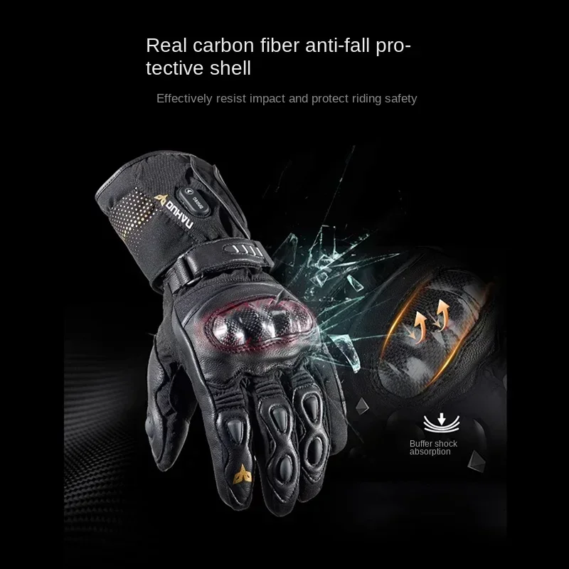 DUHAN Four Seasons Electric Heating Motorcycle Gloves Men Women Motorcycle Warm Waterproof Anti-drop Locomotive Riding Gloves