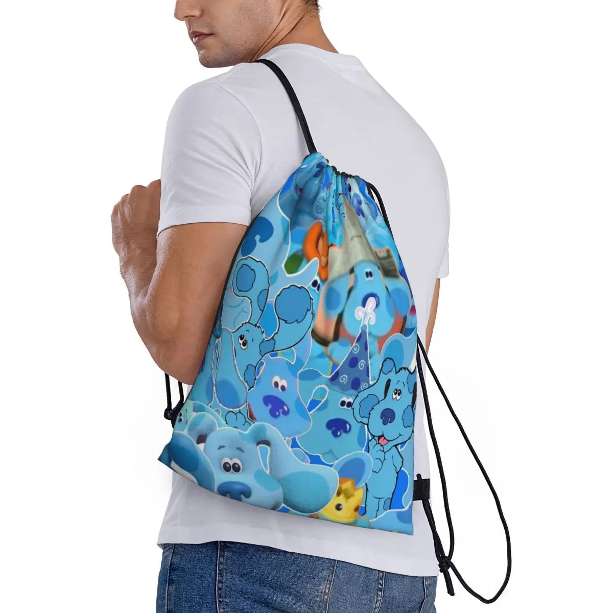 Blue's Clues – sacs à dos de dessin animé Blue Dog, sacs portables à cordon, sacs de rangement, sacs à livres pour homme et femme, pour l'école