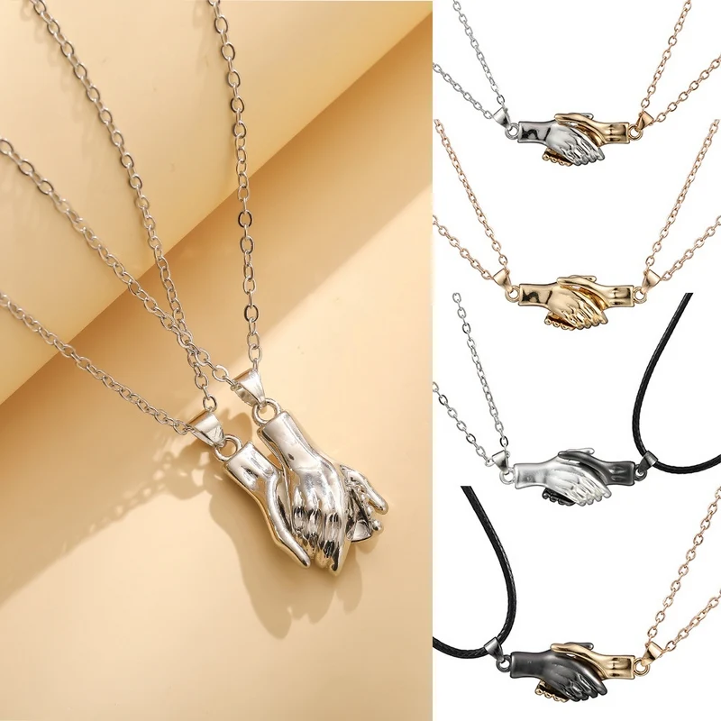 2pcs/Set Hand Magnet Attracts Couple Necklace Rope Chain Pendant Jewelry Lover Gift for Women Men Wholesale