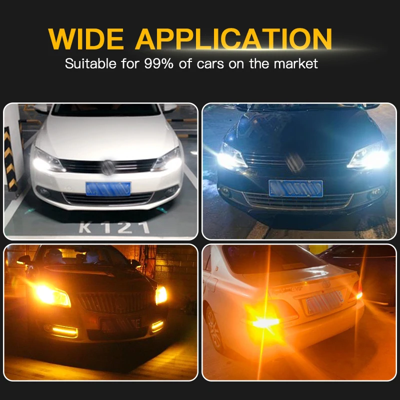 2PCS PW24W LED Turn Signal Light Bulbs Canbus For Peugeot 208 2012-up PWY24W Daytime Running Lights Amber White Car Accessories view 6