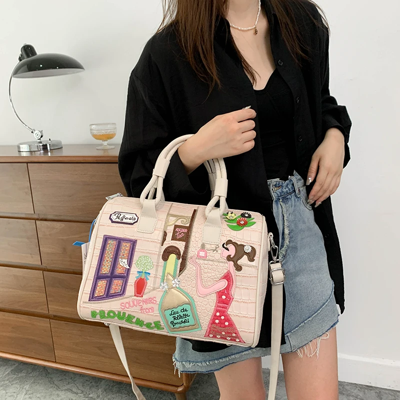 High Quality Boston Bag Fashion Embroidered Shoulder Bags for Women Luxury Purse and Handbag Designer Crossbody Bag Cute Satchel