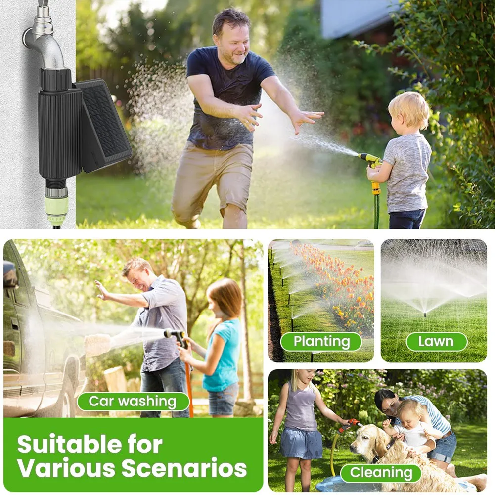 Minuterie d'arrosage automatique de jardin UNCL - Vanne Wifi à énergie solaire avec Bluetooth pour l'irrigation goutte à goutte