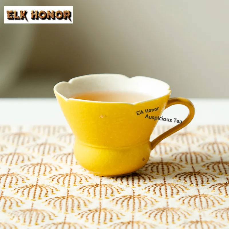 

Кружка с цветочным узором и ручкой, 85 мл, в новом китайском стиле, для кофе, горячего шоколада, послеобеденного чая, офисная чашка для воды, предметы для чаепития, декоративный предмет