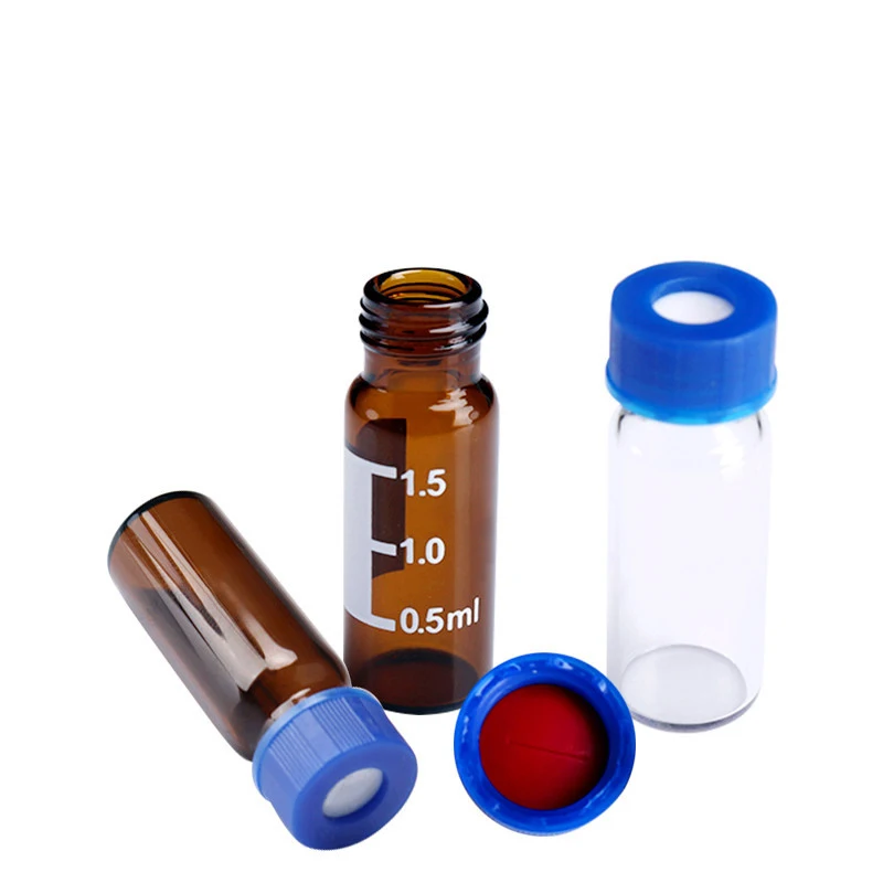 2ml 100pcs Transparent Brown Glass Vials Leakproof Caps Refillable Sample Storage Bottles for Use Small Empty Sampling