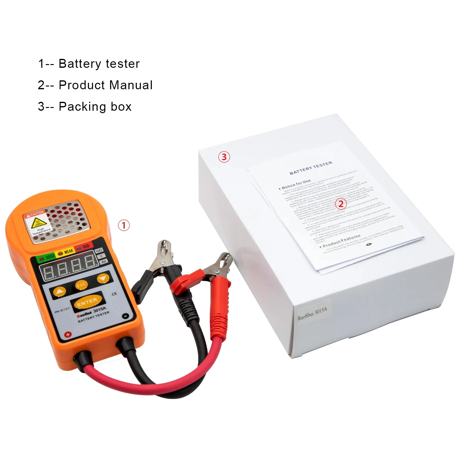 RuoShui 3015A Automotive Battery Tester Charge System Test Battery Work Load Internal Resistance 12V Lead-Acid Car Power Tool