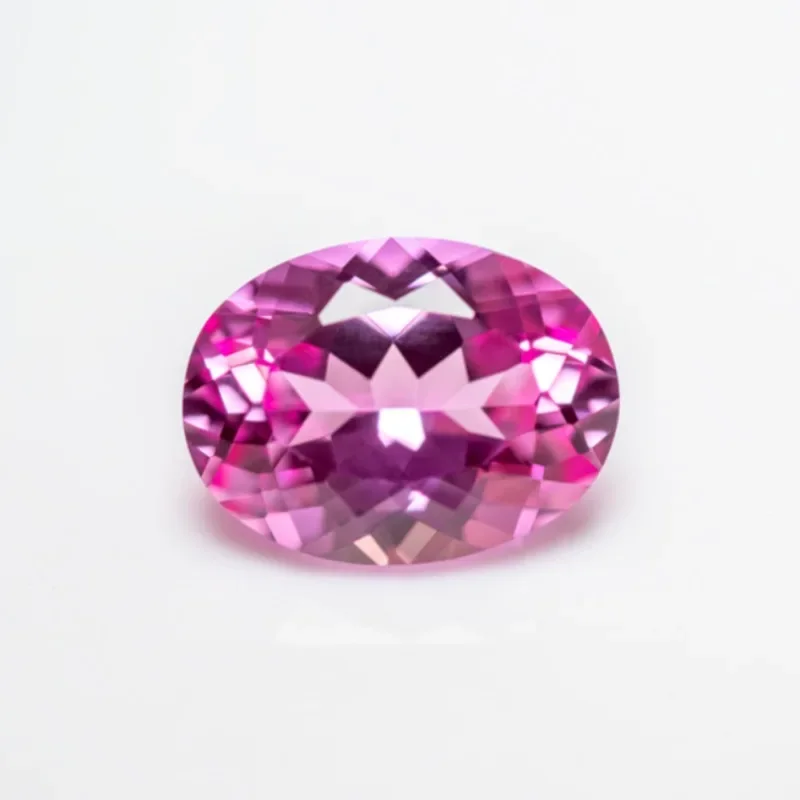 Lab Grown Sapphire Pink Color Oval Shape Top Quality Gemstones Charm Beads For Jewel Making Selectable AGL Certificate