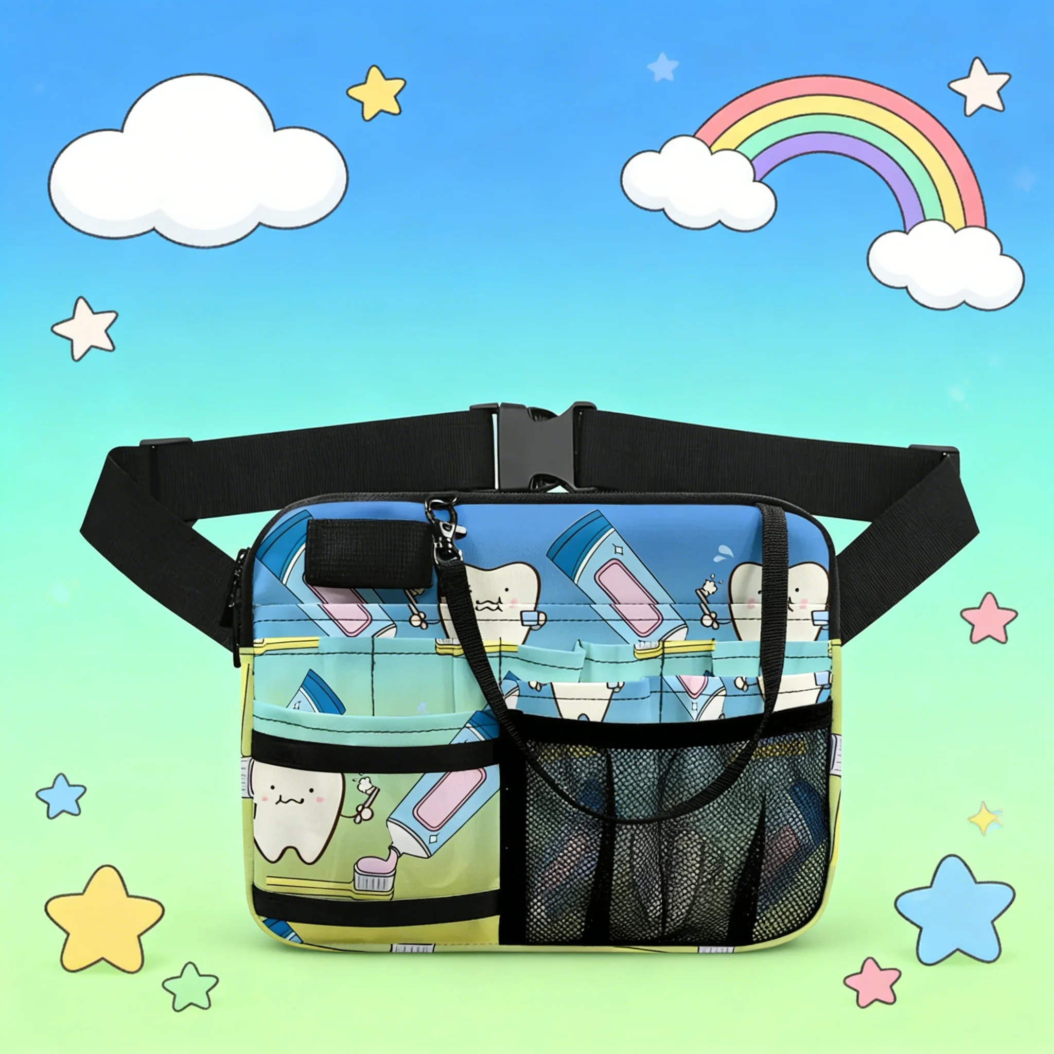

Colorful Rainbow Nurse Fanny Pack with Pill Print Medical Utility Belt