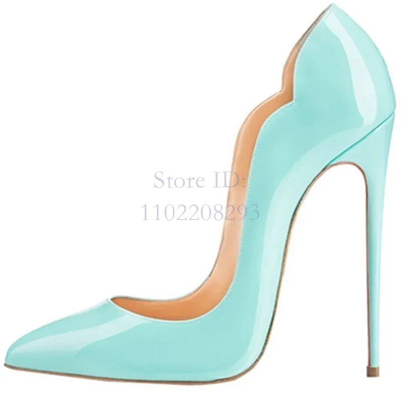 

Sexy Gradient Stilettos Pumps Pointed Patent Leather Shallow Slip-on Thin High Heels Women 2025 New Fashion Wedding Shoes 12CM