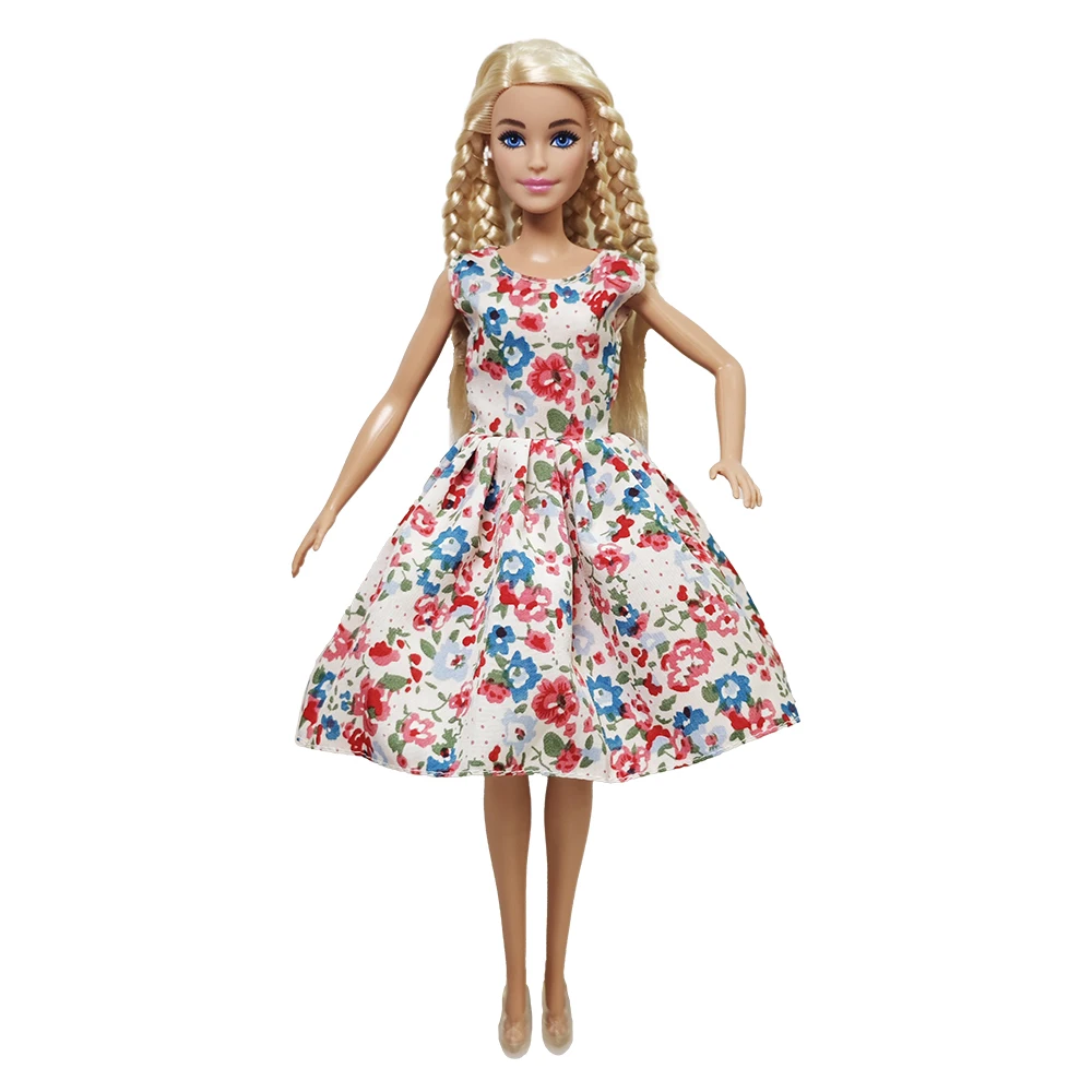Doll clothing Dress New 30cm 1/6  Pink floral puffy skirt Blue White Daily Wear Accessories Clothes for Barbies doll