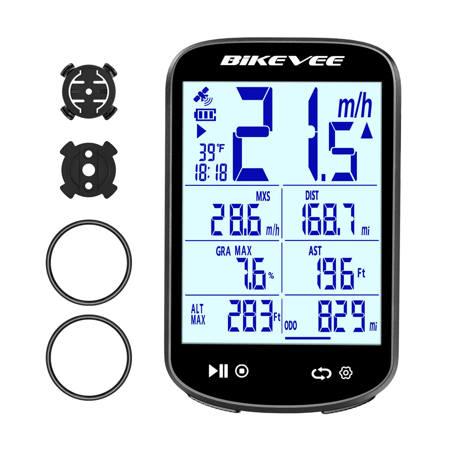 Bikevee Wireless Bluetooth Bicycle Computer Multifunctional GPS Cycling Odometer Speedometer with Auto Backlight BIKEVEE APP