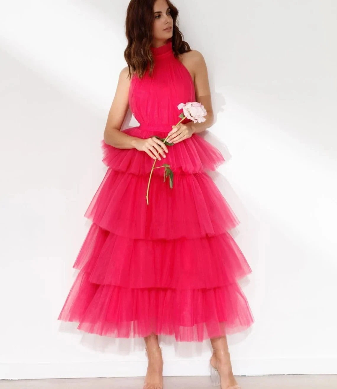 

Элегантное тюлевое платье ярких цветов для выпускного вечера, усталые многослойные вечерние платья без рукавов, платья для выпускного вечера, халаты на заказ