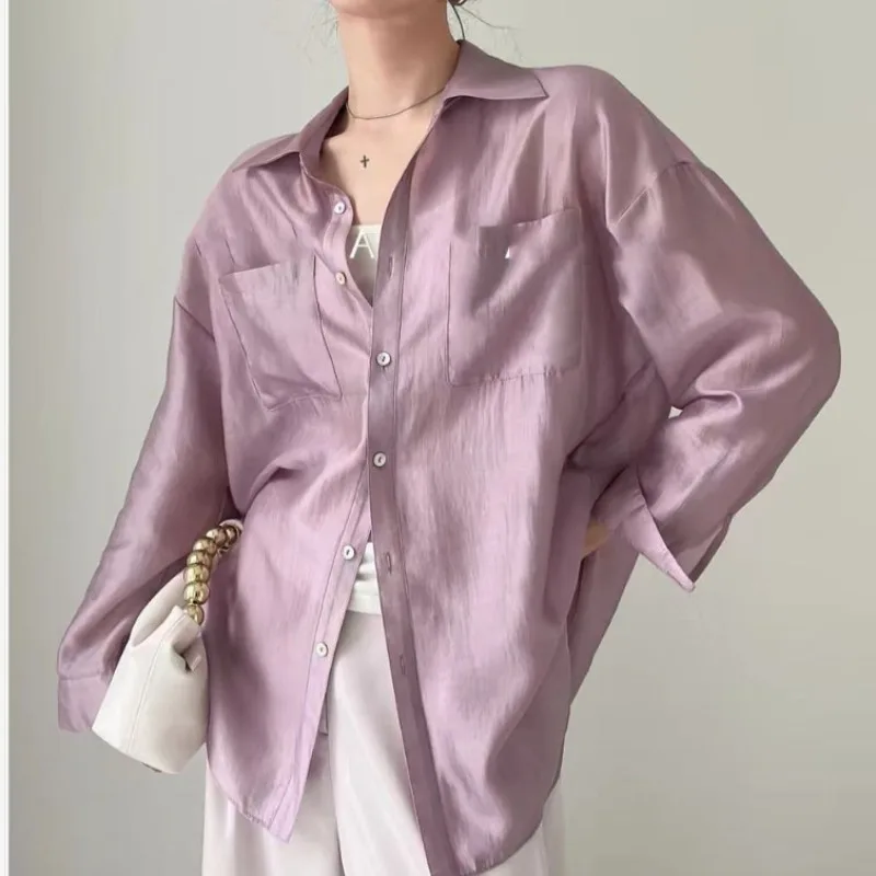 

Shirt 2024 Summer New Draped Sun Shirt Thin Jacket Top