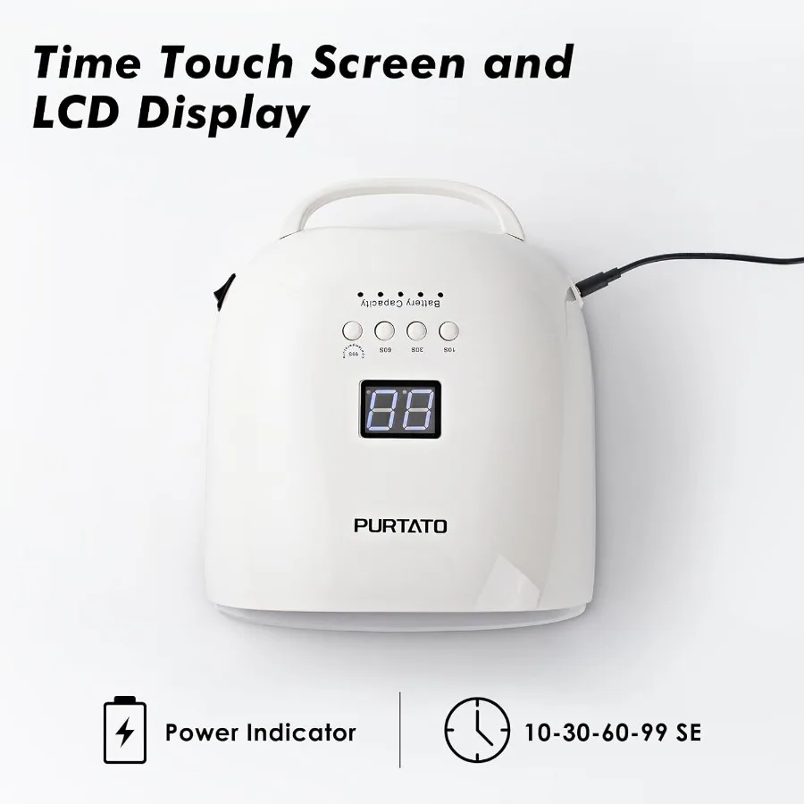 Professionele oplaadbare UV LED-nagellamp met 4 timerinstellingen en 18000 mAh lange batterijduur nageldroger JC22 wit
