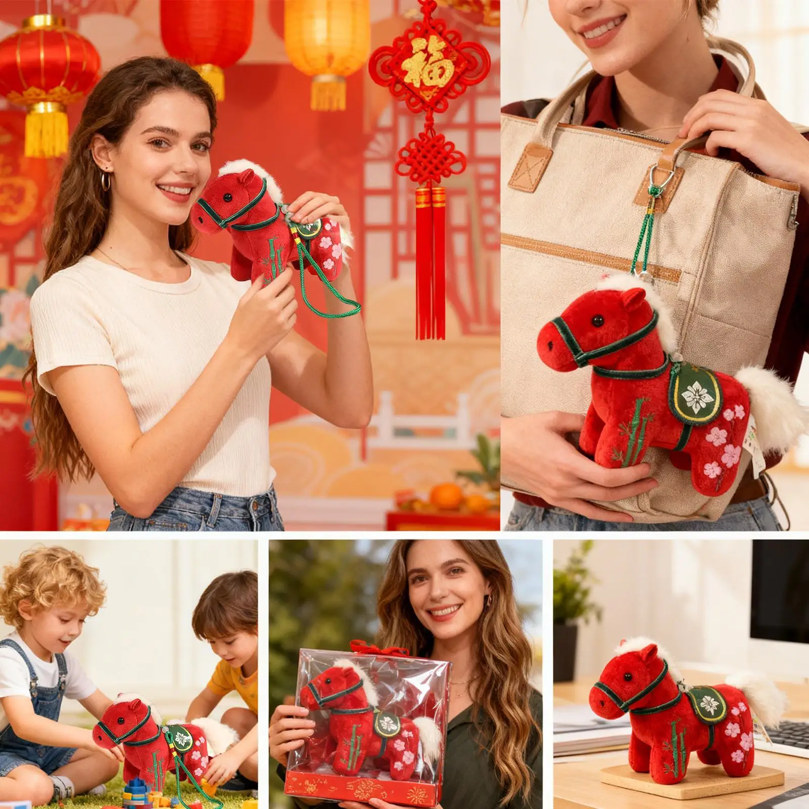 2026 ano sorte arte boneca simulação cavalo brinquedos de pelúcia bonito animal de pelúcia boneca macio realista cavalo brinquedo crianças presente aniversário