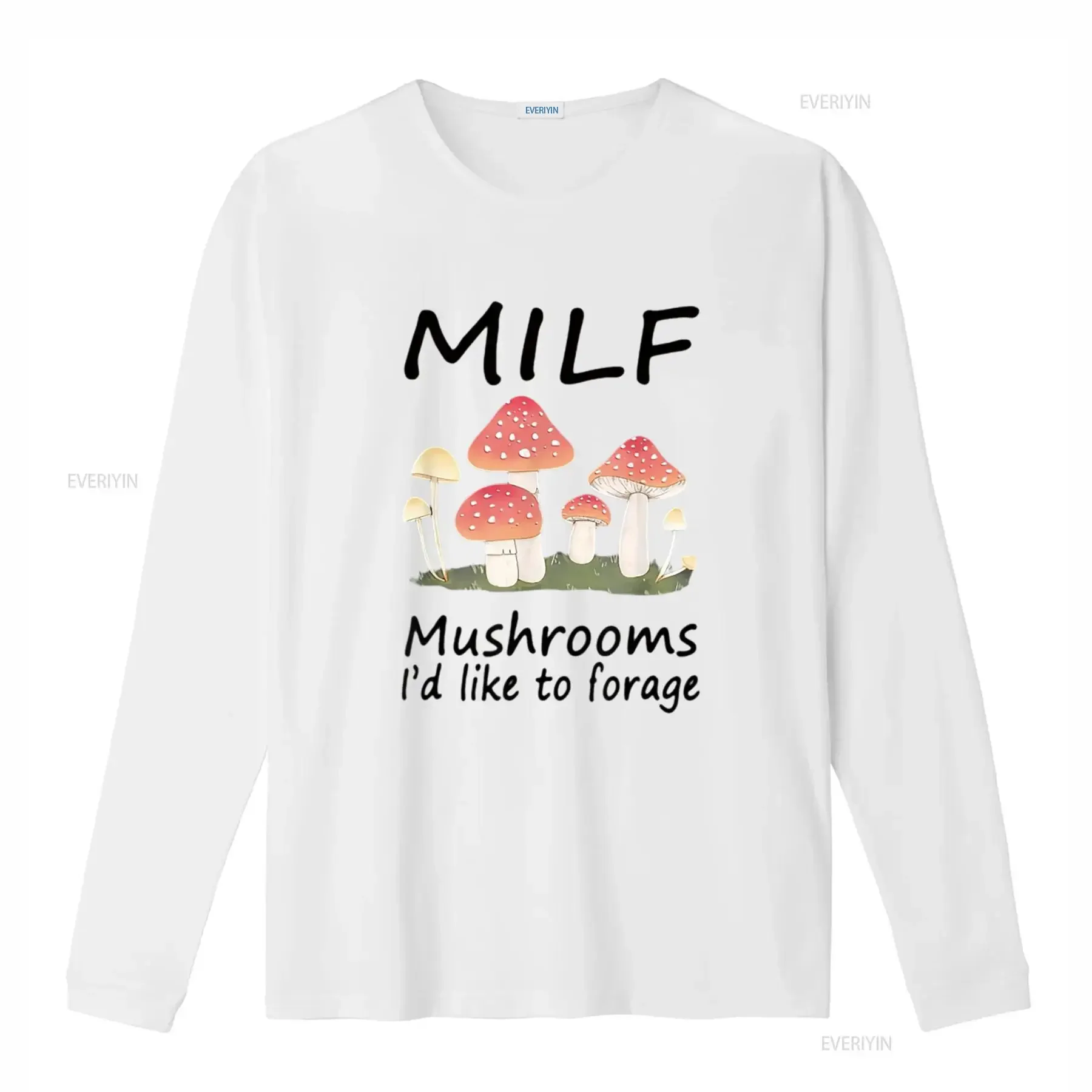 M I L F الفطر d Like To Forage الملابس النسائية تي شيرت أبيض عتيق مغسول مريح للتنفس ناعم أنيق أوم