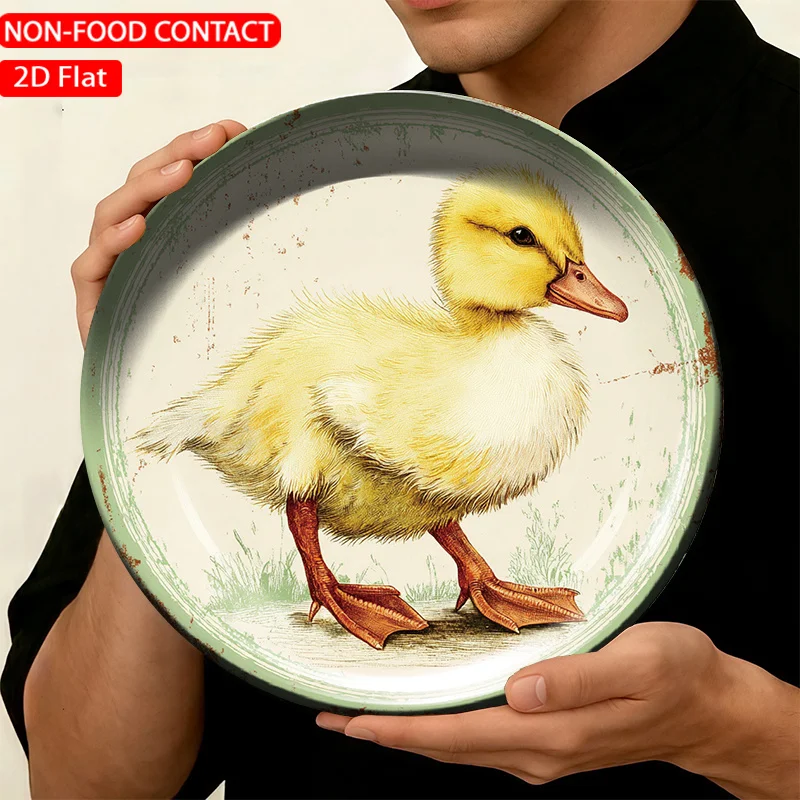 1pc Ceramic Decorative Plate, Yellow Duckling Art Decorations, Wall Home Decor - for Decorative Purposes Solely, NON-FOOD