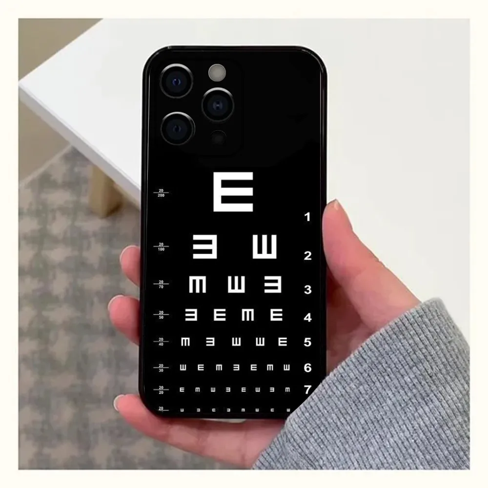 Medical Eye Vision Chart Phone Case For Apple iPhone 15,14,13,12,11,Pro,X,XS,Max,XR,Plus,Mini Soft Black Cover