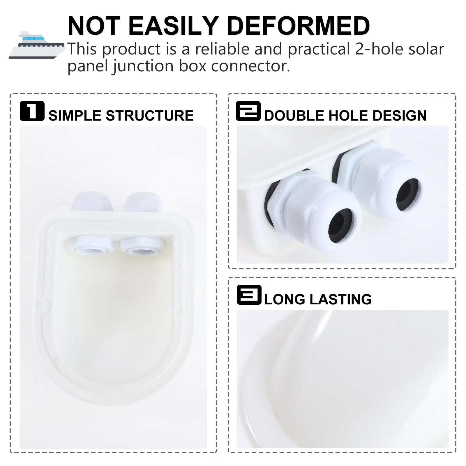 Solar Junction Box Connector – 2-Hole Mounting Accessory, Corrosion-Resistant, Easy Installation