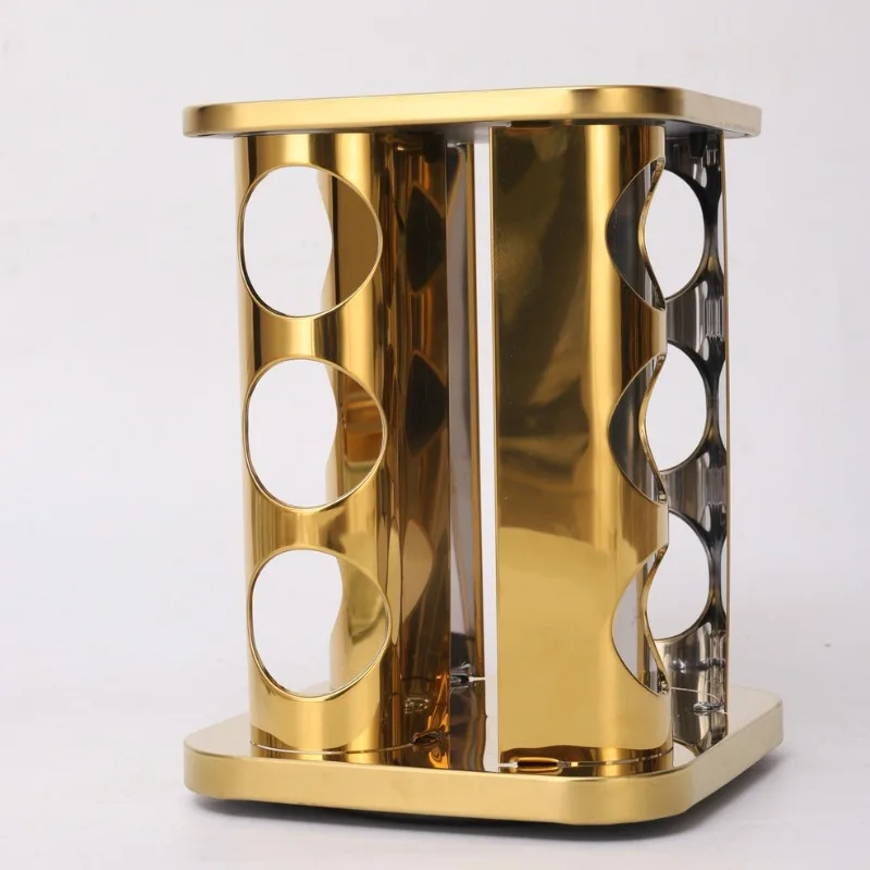 Square round stainless steel rotating seasoning rack, kitchen seasoning storage rack