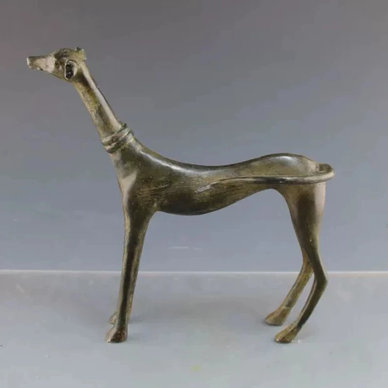 BIG NICE CHINESE OLD BRONZE COLLECTABLE HANDWORK CARVED DOG STATUE FIGURE