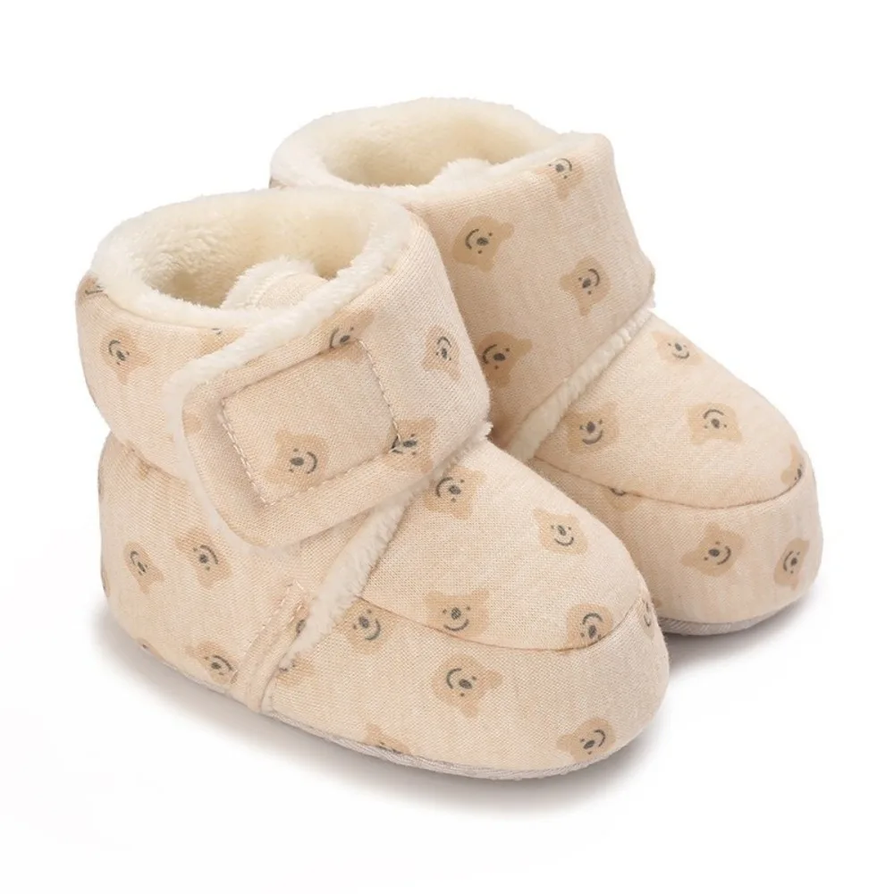 

New Cute Bear Cotton Shoes Anti-slip Thickened Infants Prewalkers Warm Comfortable Princess Shoes Autumn Winter