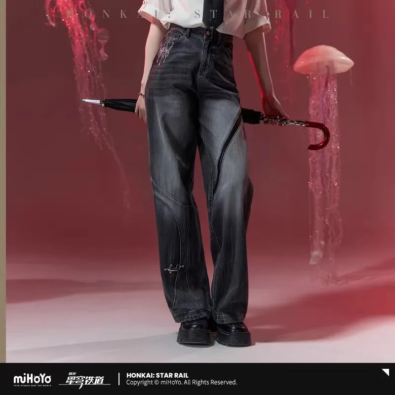 

[Genuine] miHoYo Game Evernight Pants Honkai Star Rail Evernight Theme Jeans Clothing Casual Pants Loose Pants Cosplay Xmas Gift