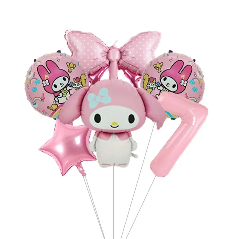 Anime Kawaii My Melody Themen-Folienballons-Set Latexballons Kindergeburtstagsparty-Dekoration Babyparty Zahlenballon Globos – Detail 8